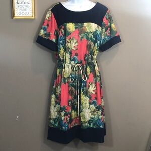 Flor Drawstring Bold Floral Drawstring Dress Extra Large